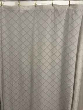 Threshold Textured White Diamond Weave Shower Curtain Cotton